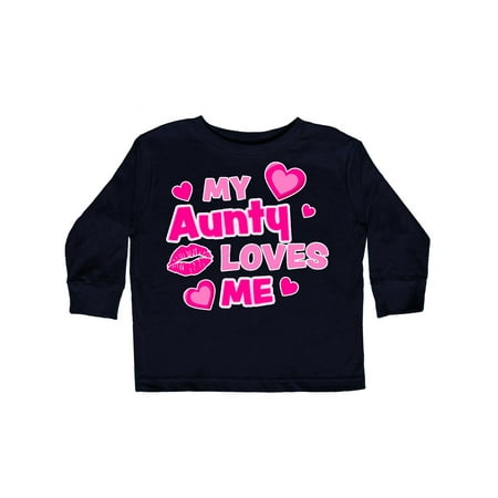 

Inktastic My Aunty Loves Me with Hearts and Kiss Gift Toddler Boy or Toddler Girl Long Sleeve T-Shirt