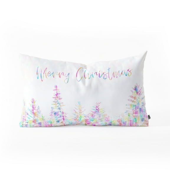 Society6 Gabriela Fuente Happy Christmas Oblong Decorative Throw Pillow, Christmas, Holidays, Multi-color, 23" x 14"