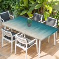 thumbnail image 2 of Teal Blue Ombre Table Cloths for 4 Foot Rectangle Tables, Contemporary Gradient Abstract Art Patio Waterproof Elastic Fitted Tablecloths, Washable Rectangular Table Cover for Camping, 2 of 8