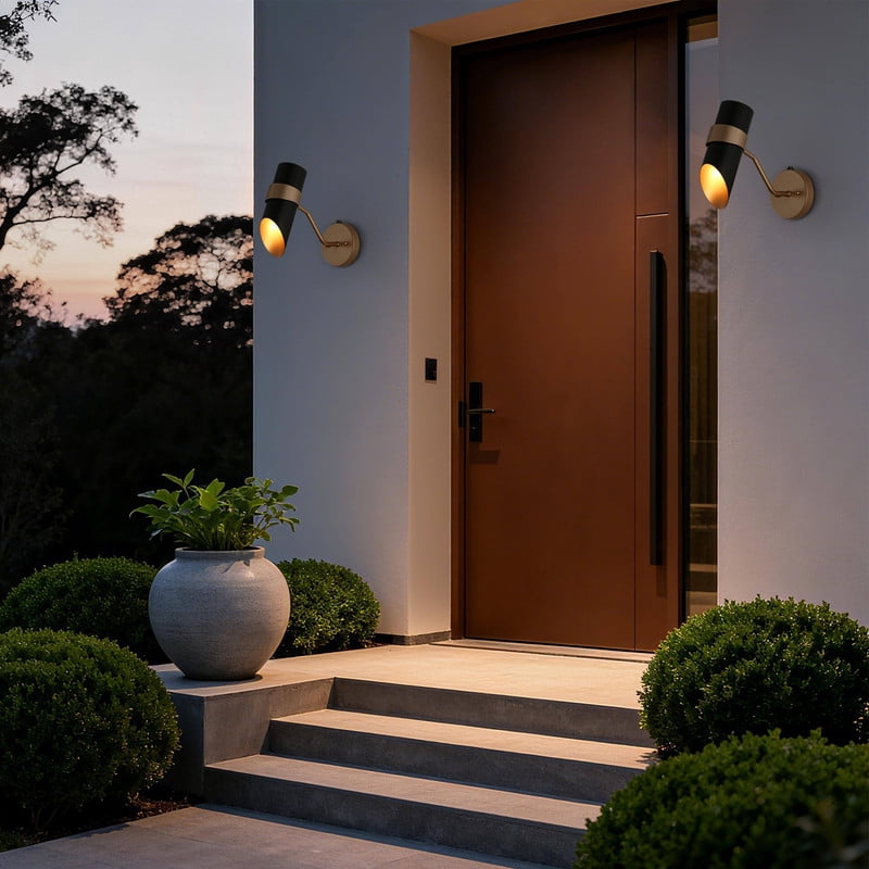 LNC Dusk to Dawn Outdoor Wall Light,11.4" H Black and Gold Modern Wall Sconce,Waterproof Metal Exterior Light for Porch,Garage,Entryway