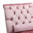 thumbnail image 2 of Velvet Chaise Lounge Indoor,Button-Tufted Upholstered Chaise Lounge Chair with Pillow for Bedroom Living Room Office (Pink Velvet), 2 of 5