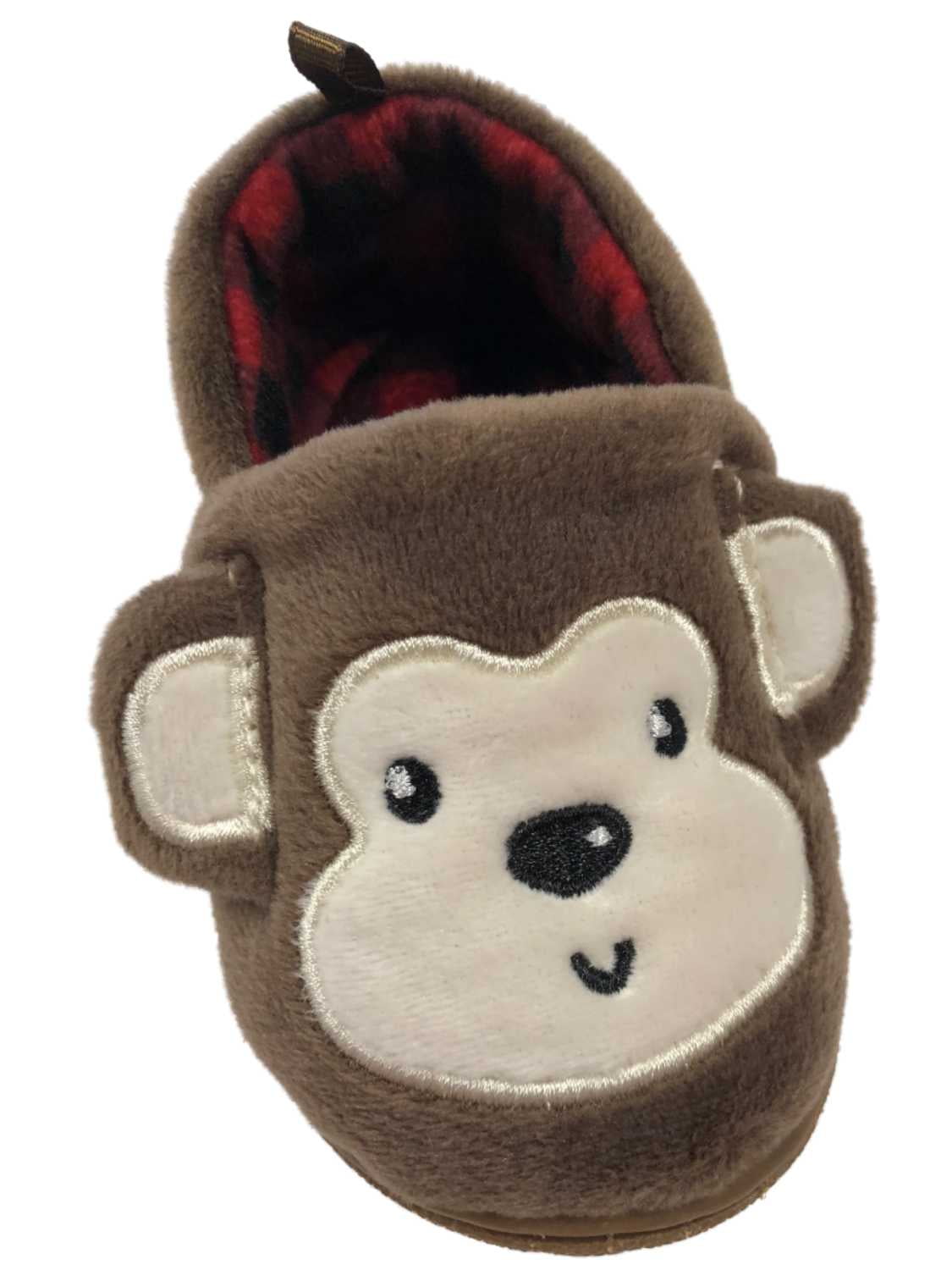 Toddlers Boys Brown Monkey Slippers Size Small 5-6 