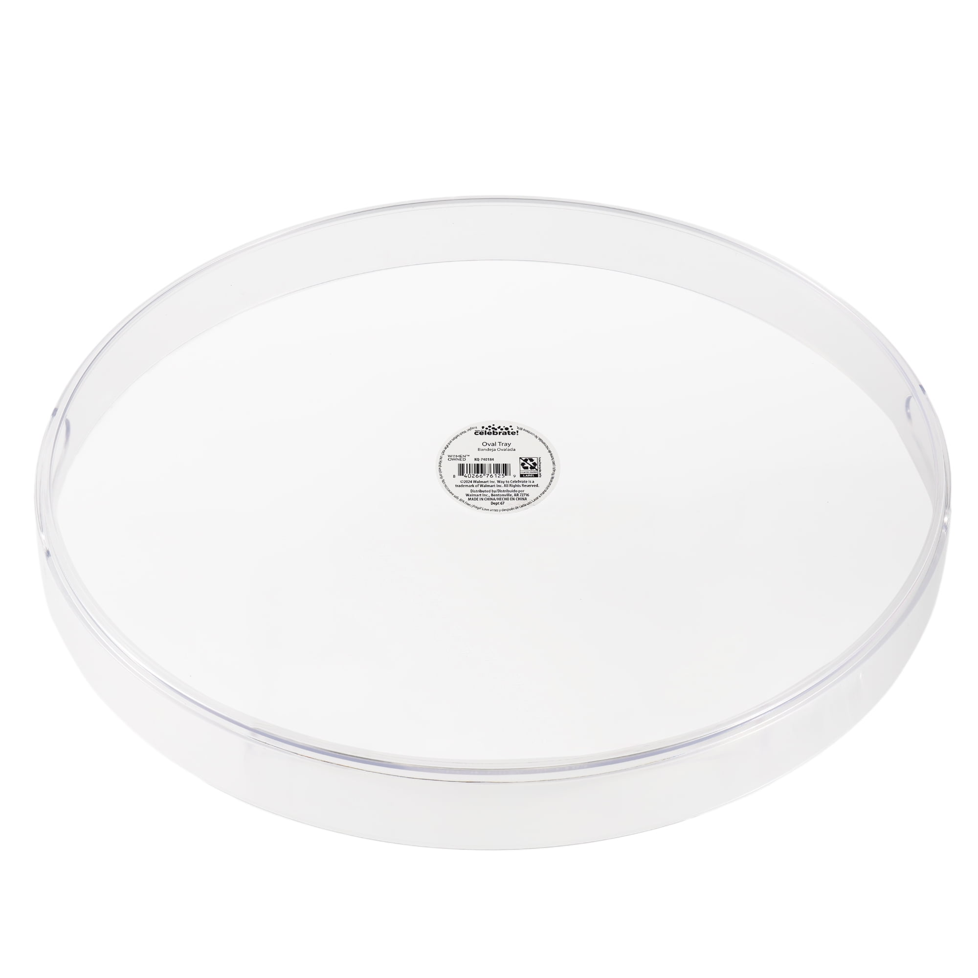 14 x 16.5 IN Clear Oval Plastic Tray, by Way To Celebrate
