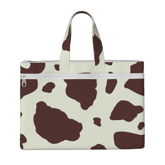 Canvas Handbags Casual Multi Pocket Tote Large Capacity Shopping Shoulder Bags With Pockets Work Wallet Suitable For Men Women Cow Print Brown