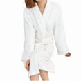 thumbnail image 5 of Sakmal Fluffy Robes for Women Knee Length Flannel Plus Size Fleece Sleepwear for Women Lightweight White Robe for Women XL, 5 of 5