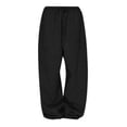 thumbnail image 3 of MIASHUI Women's Solid Color Casual Sweatpants Elastic Waist with Drawstring Comfortable Athletic Lounge Wear Long Jogging Running Pants for Women Black,L, 3 of 3