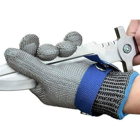 Schwer ANSI A9 Cut Resistant Glove Food Grade Stainless Steel wire Mesh Metal Gloves Knife Cutting Gloves for kitchen Mandoline Slicing Butcher Meat Cutting Oyster Shucking Fish Fillet(S 1 PCS)