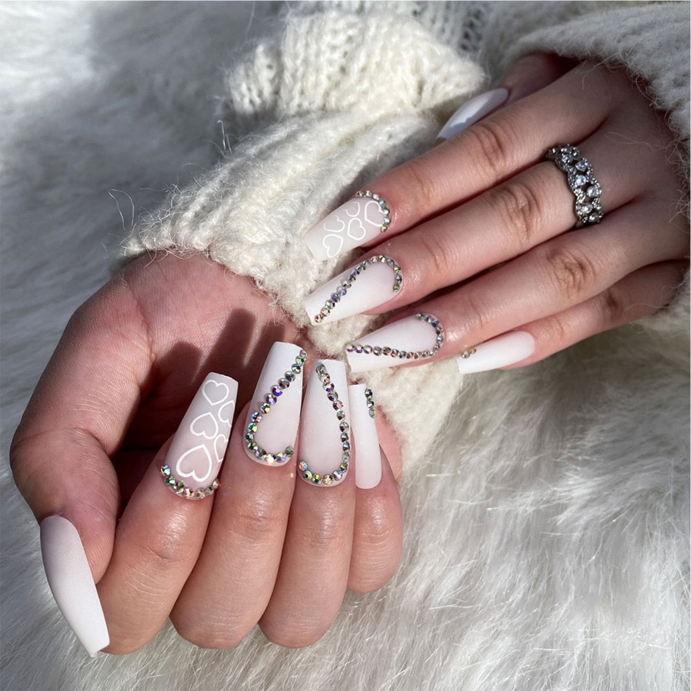 Coffin nails on sale with rhinestones