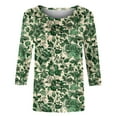 thumbnail image 5 of CYMMPU Blouses for Women Dressy Casual Round Neck Floral Printed 3/4 Sleeve Fall Trendy Shirts Spring Tunic Tops Loose Fit Lightweight Basic Tees Multicolor XL, 5 of 5