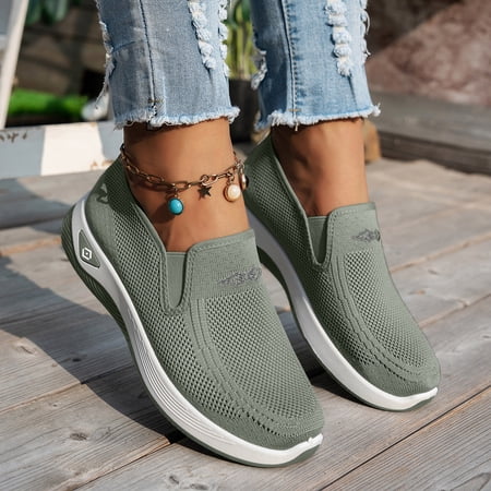 Elderly Orthopedic Mesh Walking Shoes Athletic Sport Running Sneakers Slip-on Cozy Breathable Diabetic-Friendly 02-Cyan 41
