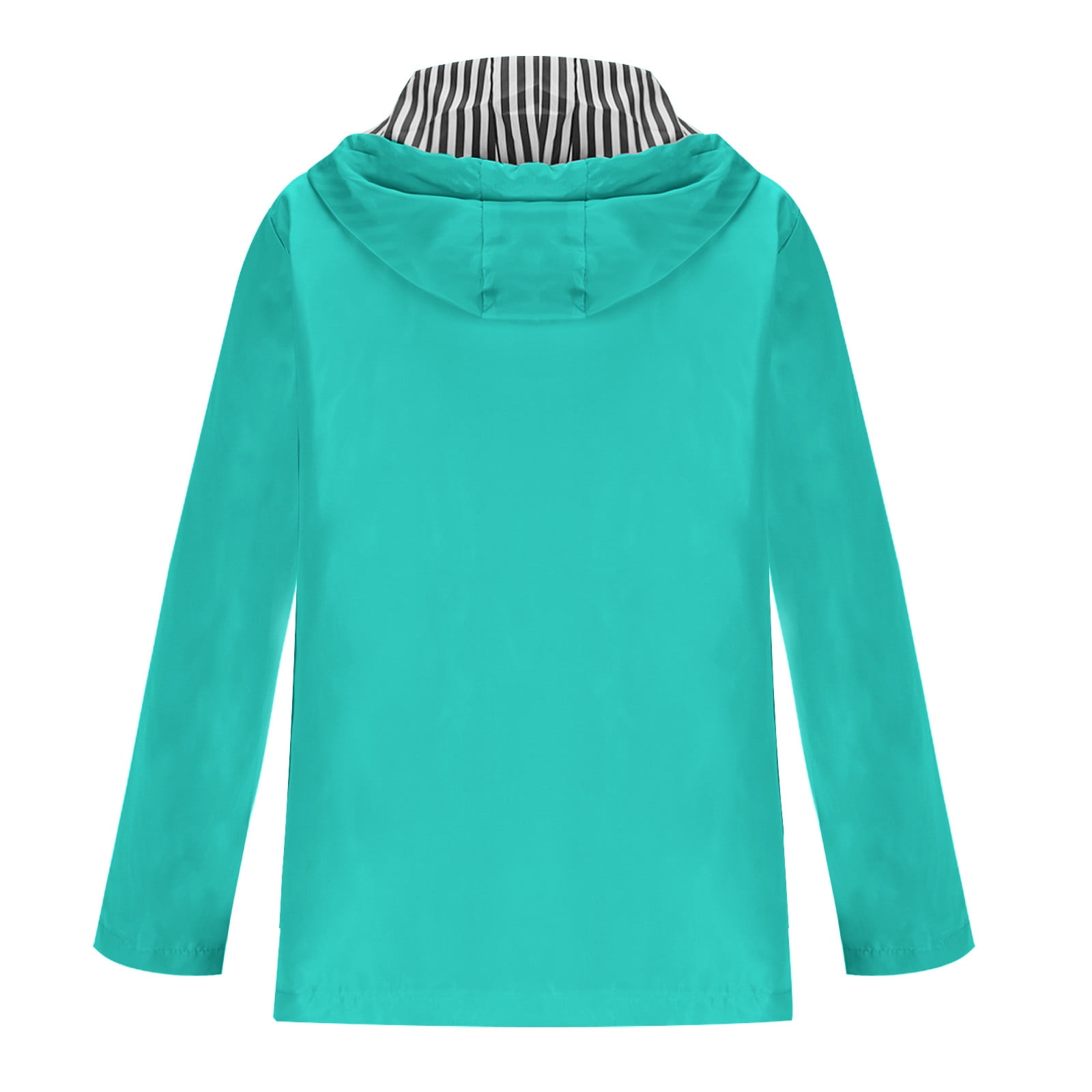 Womens Plus Size Rain Coats with Hooded and Pockets S-5X Jackets Solid Snap-Zipper Up Waterproof Long Sleeve Workout Outerwear Raincoat