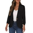 thumbnail image 5 of Kctiaxy Black Womens Blzaers Long Sleeve Lape L Collar Causal Suit Jacket Solid Color One Button Blzers Slim Fit Lightweight Wedding Business Suit Coat, 5 of 10