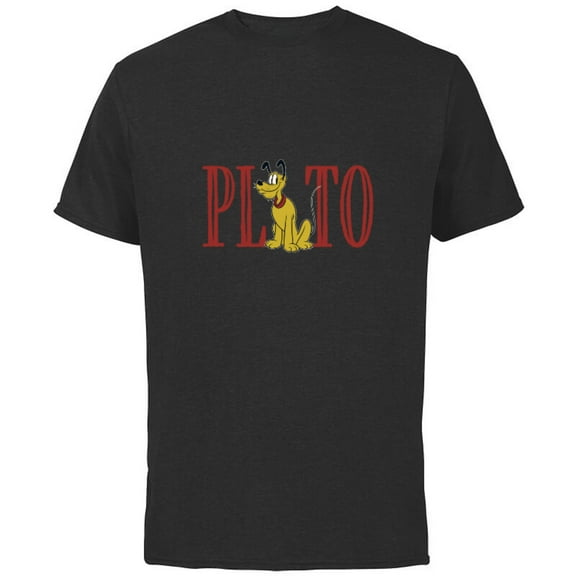 Disney Mickey and Friends Pluto Lettering Classic - Short Sleeve Cotton T-Shirt for Adults - Customized-Navy