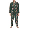 thumbnail image 3 of Naloa Mushroom House Men’s Pajamas Set - Long Sleeve Button Down Sleep Shirt and Pajama Bottoms Sleepwear Set-Small, 3 of 7