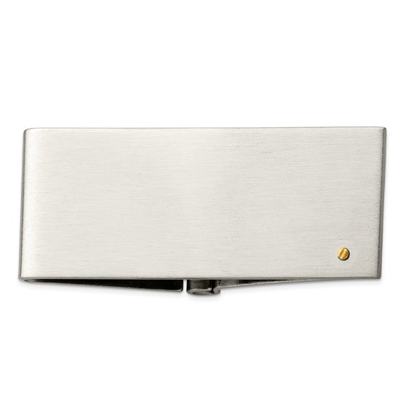 FB Jewels Stainless Steel Brushed Yellow IP-plated Screw Accent Money Clip