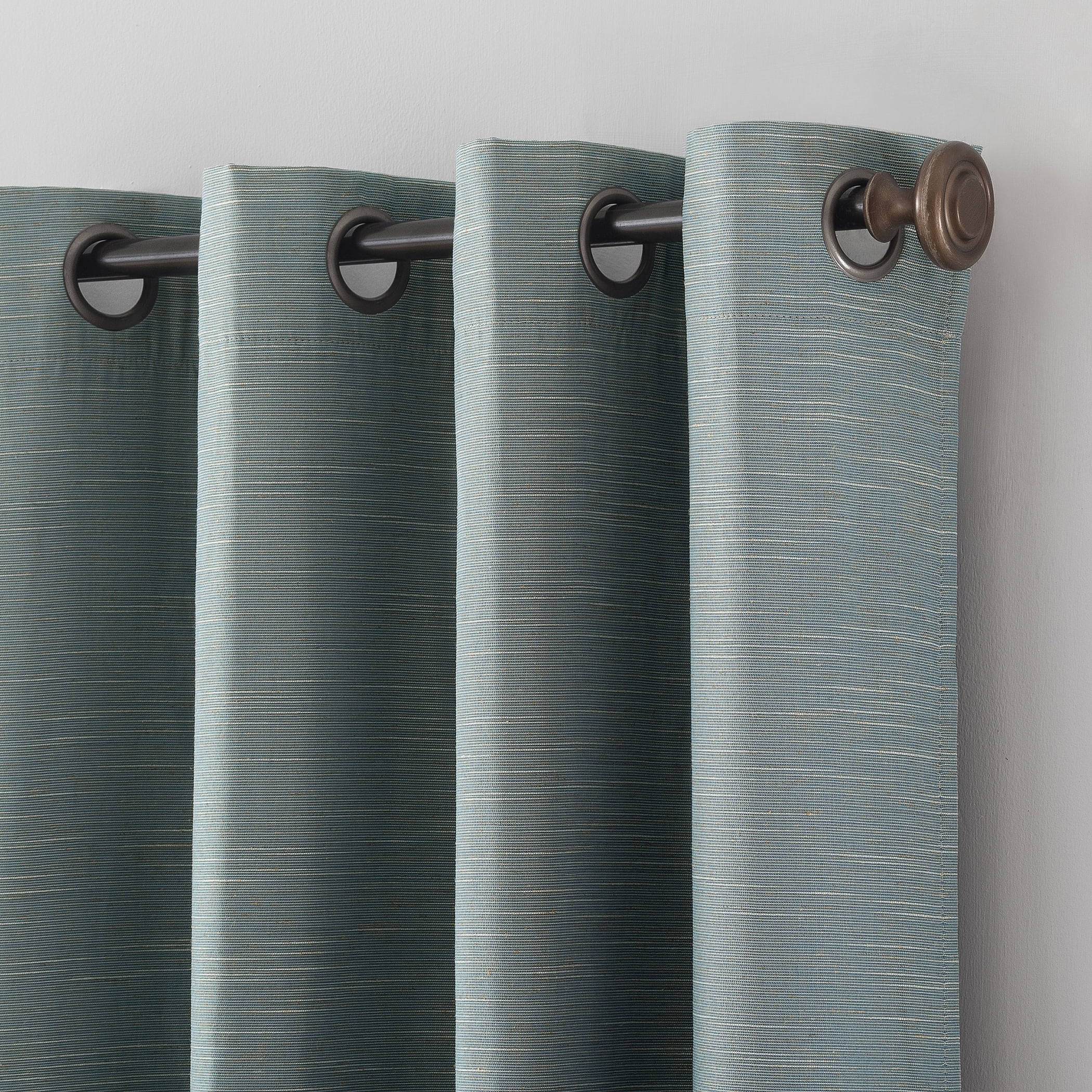 Archaeo Textured Linen Blend Total Blackout Grommet Top Curtain, 50"W X 96"L, Storm Blue