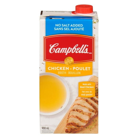 Bouillon de poulet sans sel ajouté de Campbell's Prêt à utiliser, 900 ml