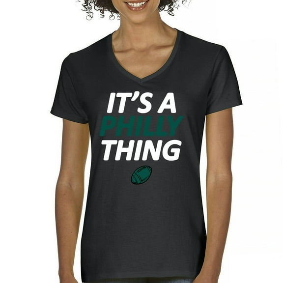 It's a Philly Thing Funny Women's V-Neck T-shirt Philadelphia Birds Fan Champions City of Brotherly Love Football Fly Tee
