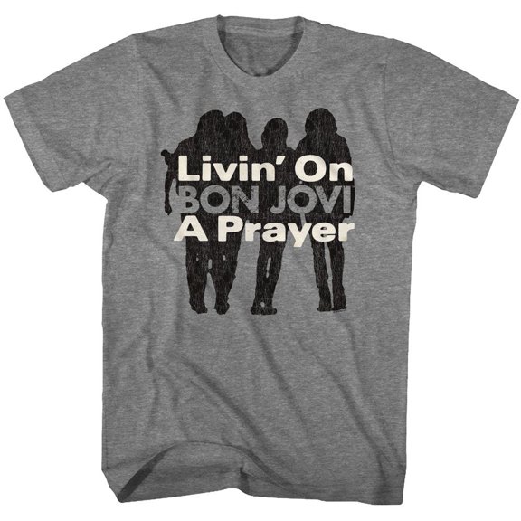 Bon Jovi Livin On A Prayer Graphite Heather Adult T-Shirt 5Xl