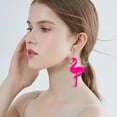 thumbnail image 2 of Dangle Cute Flamingo Huggie Hook Hoop Earrings for Women Acrylic Bird Animal Statement Dangling Drop Earring, 2 of 5