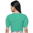 thumbnail image 4 of eloria Women's Casual Blouse Tops, Ruffle Puff Sleeve, Round-Neck Top Color: Teal Blue | Size: L, 4 of 6