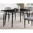 thumbnail image 3 of Modern Stylish 5pc Dining Set Black Sintered Stone Table and 4 Chairs Grey Fabric Uphlostered Luxury Dining Furniture, 3 of 7