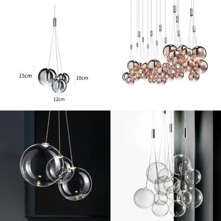 

DFDIEJZ Post Modern Led Glass Chandeliers Ball Pendant Lights Chrome Kitchen Dining Room Shop Restaurant Island Lamp Lighting Suspension
