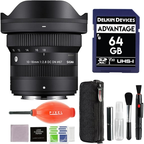 Sigma 10-18mm f/2.8 DC DN Contemporary Lens for Fujifilm-X Mount with Pixel Advance Accessories and Travel Bundle | 207975 | Sigma 10-18mm f/2.8 fuji