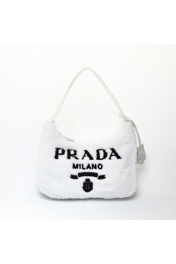 Pre-Owned Prada Re-Edition 2000 SPUGNA Hobo Shoulder Bag, White, WS26617
