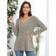 thumbnail image 6 of Casual Tunic Blouses for women, CRAYNER Casual Loose Fit V-Neck T Shirt with Pocket Long Sleeve Fall Winter Tops, M, 6 of 9