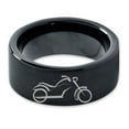 thumbnail image 2 of Tungsten Motorcycle Bike Motor Bicycle Band Ring 9mm Men Women Comfort Fit Black Flat Cut Brushed Polished, 2 of 4