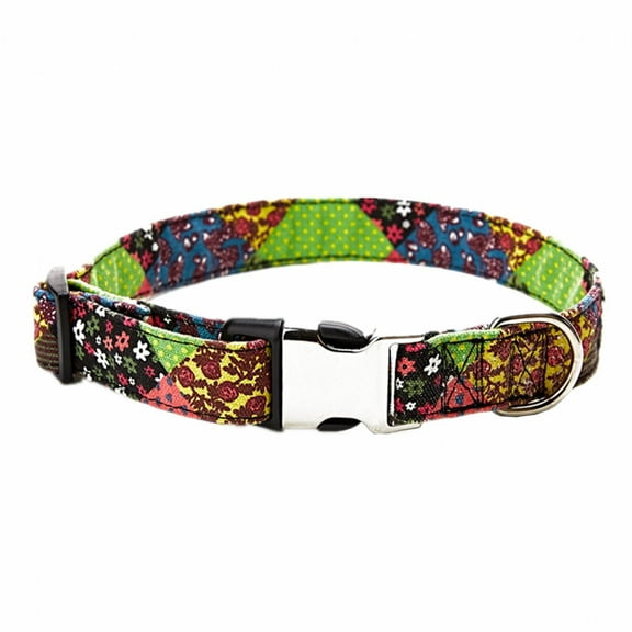 BESTSKY Dog Collar,Simple Design Dog Harness,Easy Storage Dog Leash,Multi-Colored Small Floral,L 2.5*60cm