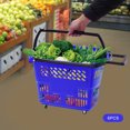 thumbnail image 4 of 6PCS Durable Large Shopping Basket Set w/Handle Rolling Shopping Carts 35L Blue, 4 of 24