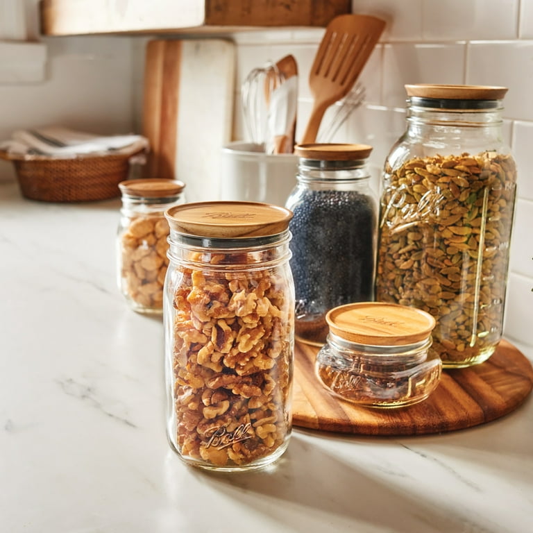 Bamboo Storage Stopper Lids for Mason Jars Wide Mouth