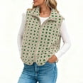 thumbnail image 2 of CHUMUD Womens Checkered Sherpa Vest Fleece Fuzzy Zip Up Sleeveless Jacket Casual Stand Collar 2025 Winter Warm Outwear, 2 of 9
