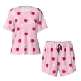 thumbnail image 4 of Naloa Strawberry And Heart Women's Short-Sleeved Pajama Set, Loungewear, Summer pajamas, Breathable Cozy - Large, 4 of 9