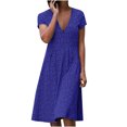 thumbnail image 1 of EQWLJWE Robes d'Été pour Femmes 2022 Mode Robe d'Été Décontractée Col en V Imprimé Floral Manches Courtes Robe Ample Invité de Mariage pour Femmes, 1 of 8
