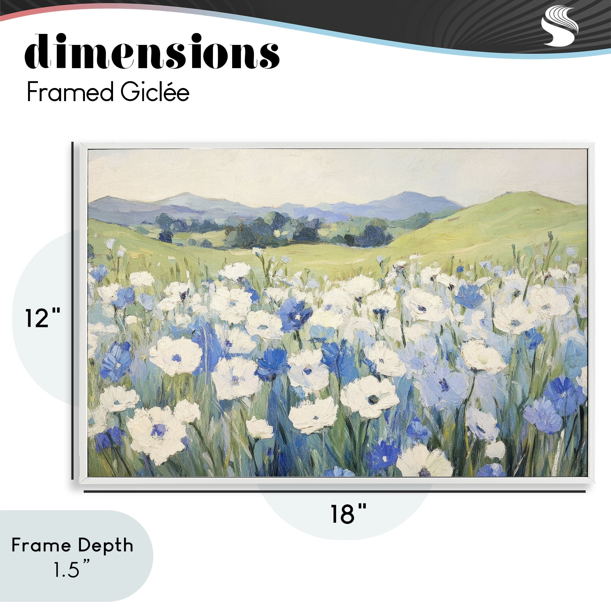 Stupell Industries Blue & White Daisies White Framed Giclee Art, design by Petal Prints Design