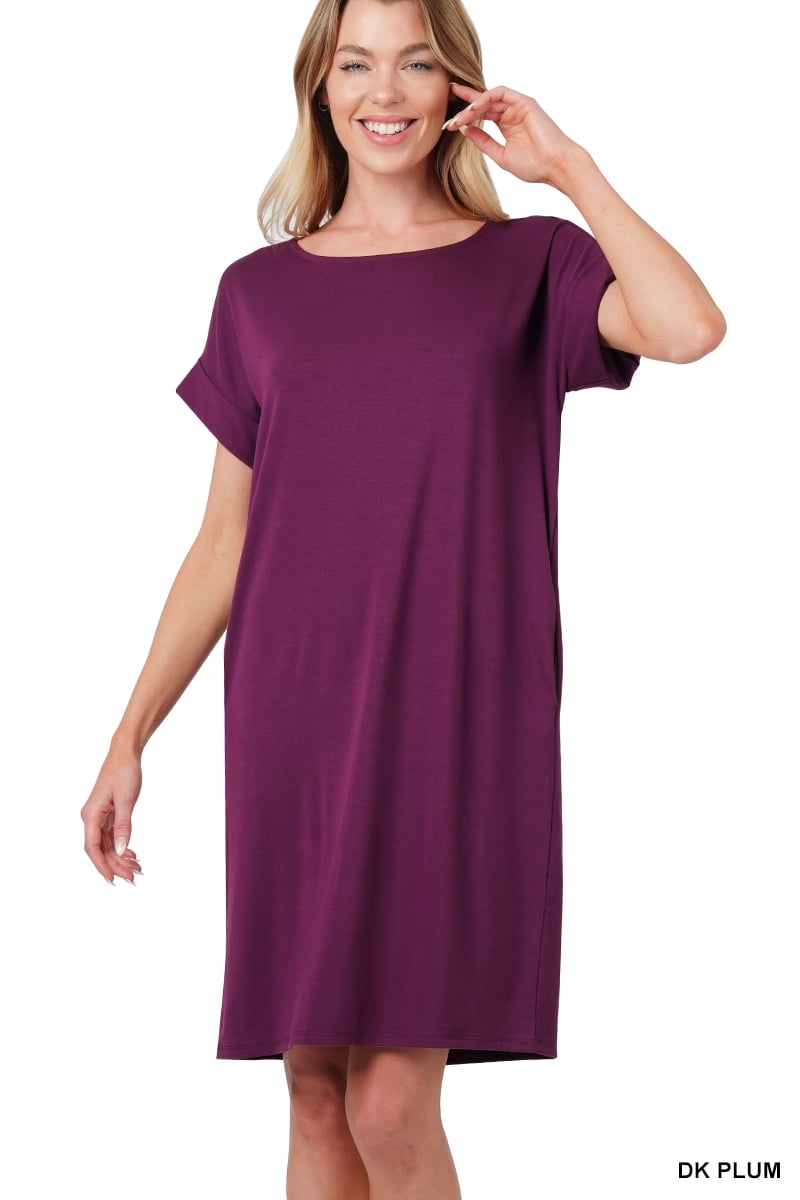 Zenana Round Neck Short Sleeve Midi Dress main image 0