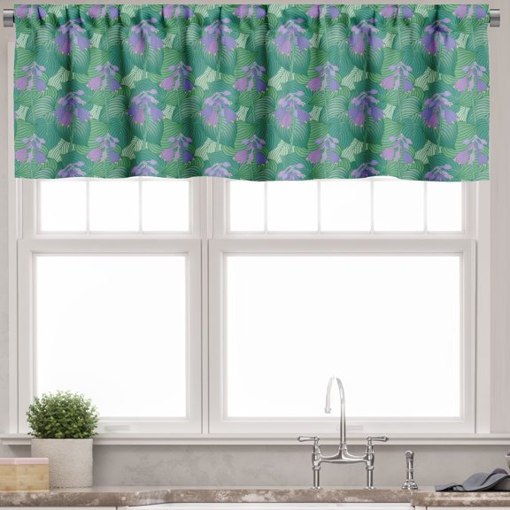 Ambesonne Botanical Valance Pack of 2, Flowering Hosta Plants, 54"X18", Jade Green and Blue Violet