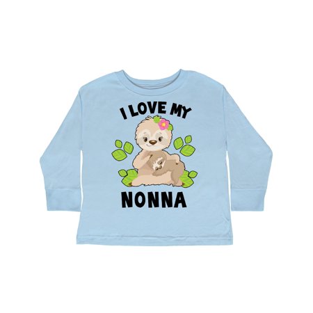 

Inktastic Cute Sloth I Love My Nonna with Green Leaves Gift Toddler Boy or Toddler Girl Long Sleeve T-Shirt