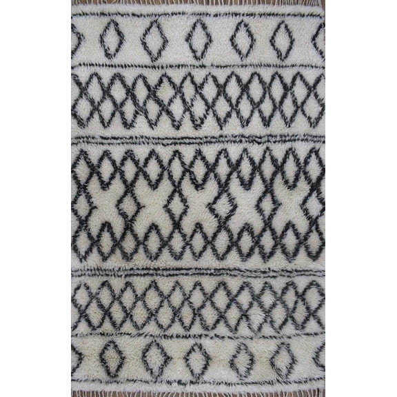 Traditional Hand Made Moroccan Design New Zealand Wool 4x6 Area Rug | TRD172046