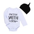 thumbnail image 3 of Esho Newborn Baby Boys Clothes Infant Letter Printed Romper Bodysuit + Pants + Cap 3Pcs Outfits Set 0-18 Months, 3 of 7