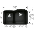 thumbnail image 6 of Blanco Ka-441603 Diamond 32-1/16" Undermount Double Basin Granite Composite Kitchen Sink -, 6 of 7