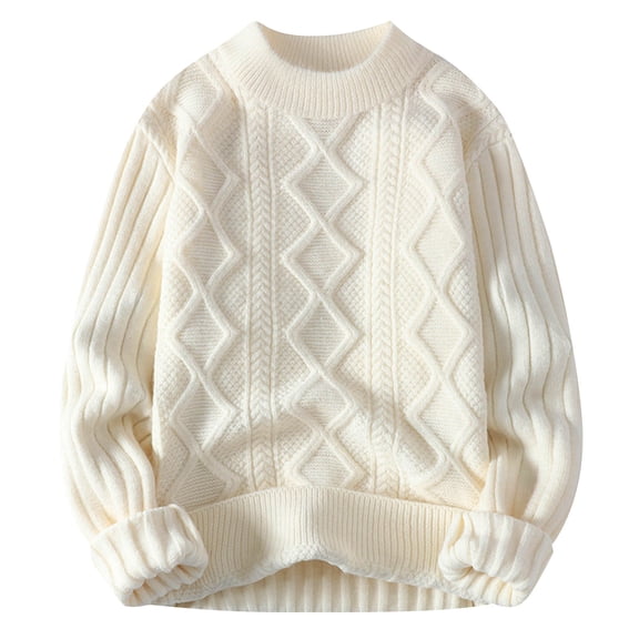 biudgviw Oversized Sweaters for Men Soft Stretch Crewneck Long Sleeve Thermal Pullover Tops Fall Winter Baggy Knitted Sweaters