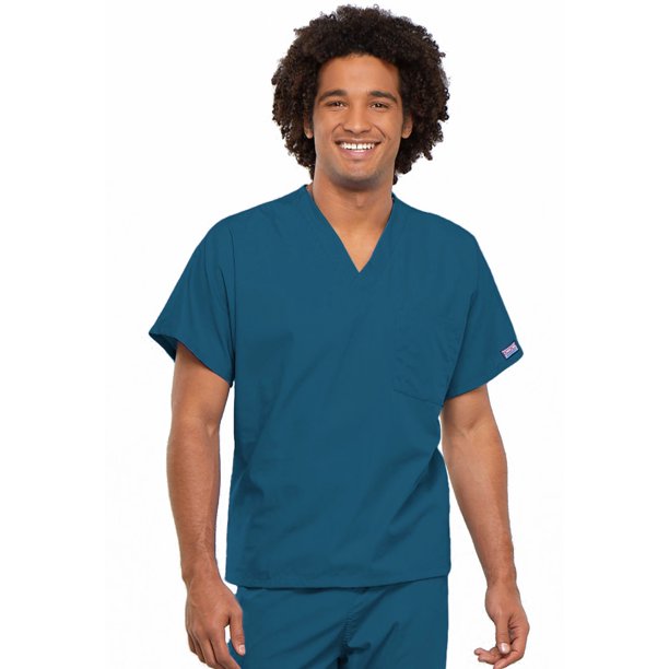 Cherokee Cherokee Workwear Originals Women Scrubs Top, VNeck Tunic, 4777, XS, Caribbean Blue
