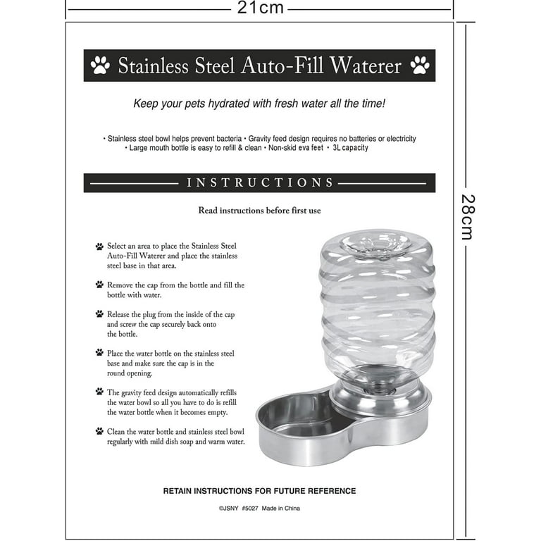 Stainless steel best sale gravity water bowl