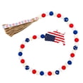 thumbnail image 2 of IUAMXWU Independence Day Wooden Bead Garland Wreath Tiered Tray Decor Rustic Patriotic Red White Blue Beaded Garland with USA Flag for 4th of July Home Wall Hanging Decoration, 2 of 7
