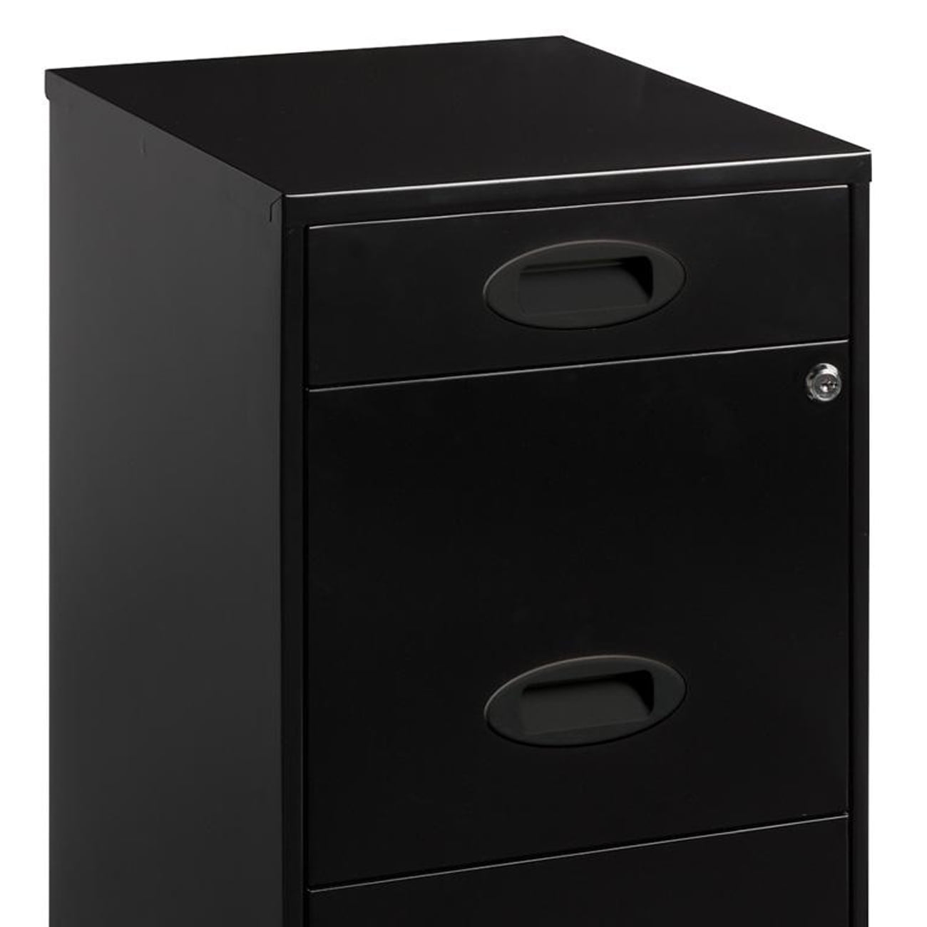 Lorell Hirsh 18"D 3 Drawer Mobile Metal File Cabinet with Pencil Drawer in Black