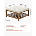 thumbnail image 5 of VEVOE Large Square Ottoman Coffee Table, 34.5 Inch Tufted Coffee Table with Solid Wood Shelf Storage, Linen Solid Upholstered Footrest Ottoman for Bedroom Living Room, 400 LBS, Off-White, 5 of 9